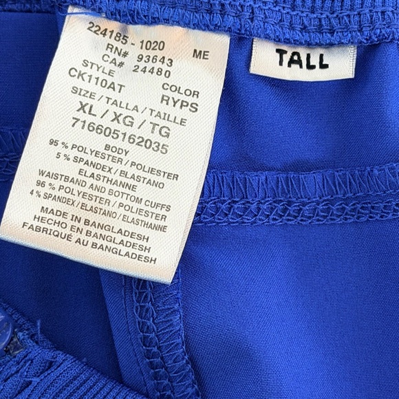 Cherokee Infinity NWOT Royal Blue Jogger Scrub Pants Tall X-Large - Picture 5 of 5